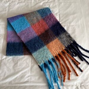 Colorful Plaid Fringe Scarf